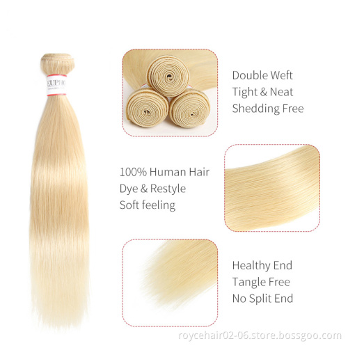 Wholesale Indian Temple Raw Virgin 613 Human Hair Vendors, 12a 613 Blonde Color Remy Human Hair Bundles with Lace Frontal